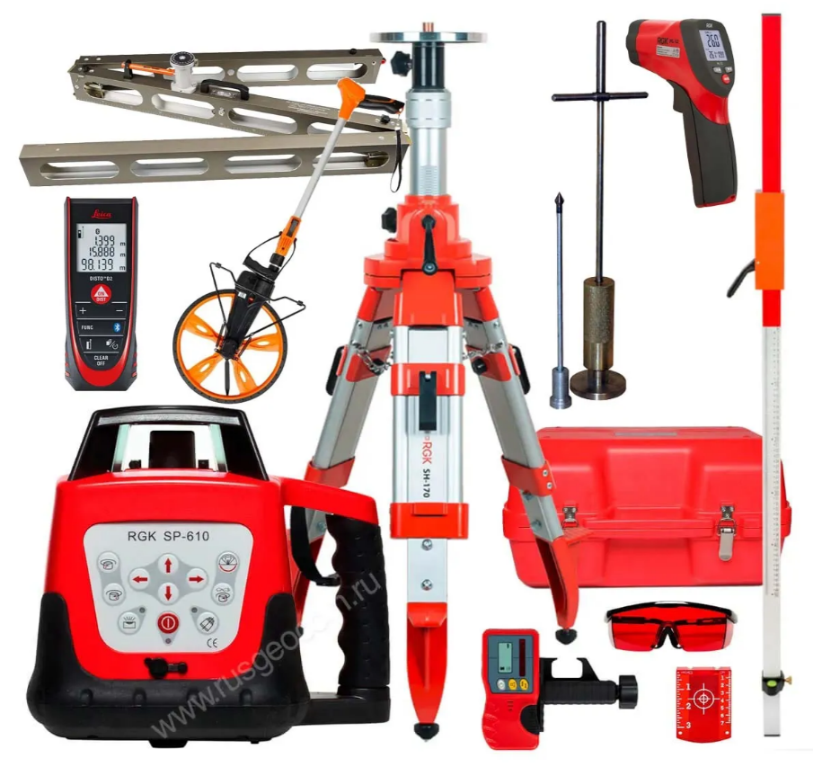 Комплект: RGK SP-610, PL-12, Q64, РДУ Кондор-Компакт, Leica DISTO D2, Д-51
